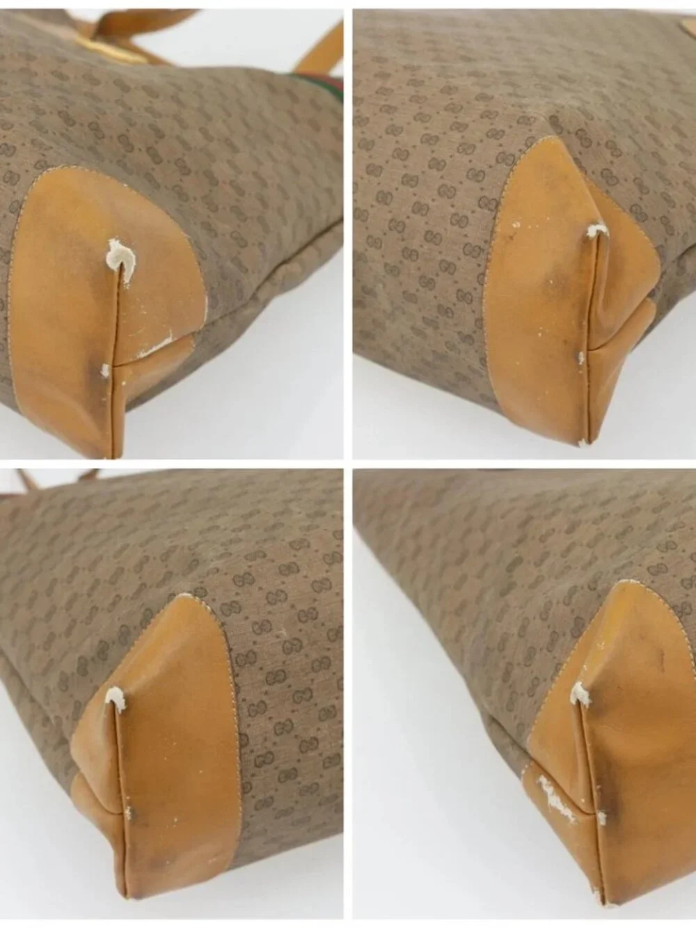 GUCCI Micro GG Supreme Web Sherry Line Bag PVC Beige 002 983 0174 Auth 181764